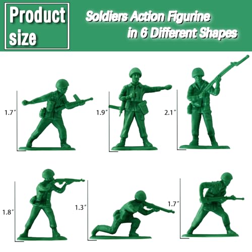 HAPTIME Toys for Boys, Toy Soldiers Set (50 pcs ) , Green Army Men Action Figures, Plastic Military Toys - Inspire Creative Play and Learning Adventures for Kids, Easter Egg Fillers