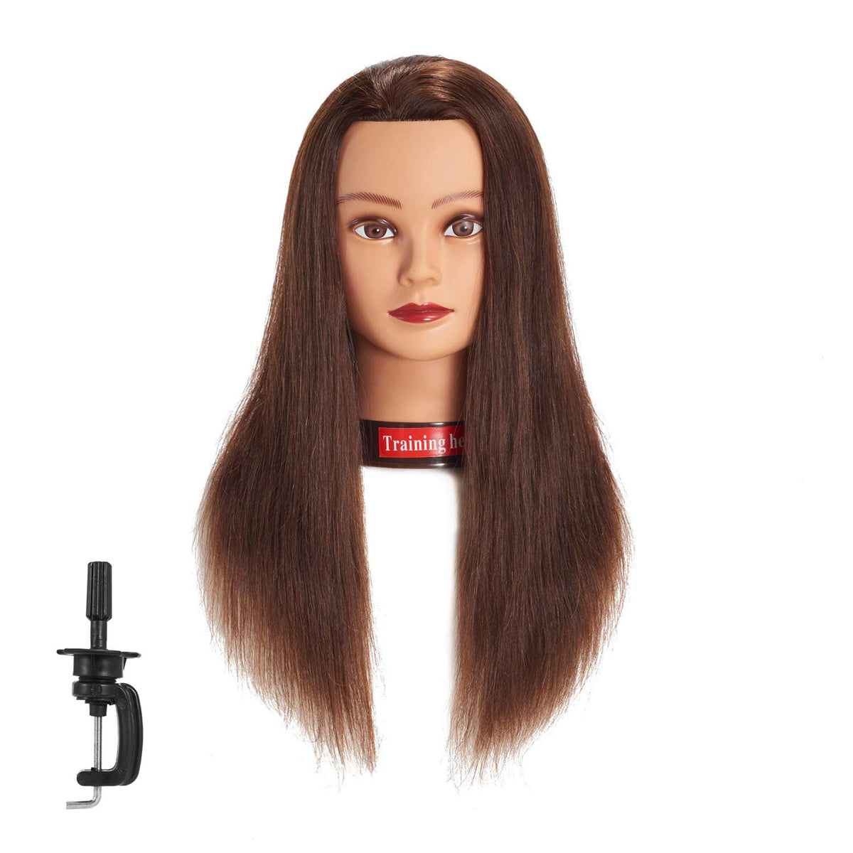 20-22" Female 100% Human Hair Mannequin Head for Hairdresser | Traininghead Hair Styling Braiding Cosmetology Manikin Doll Head Training Model Practice Head with free Clamp