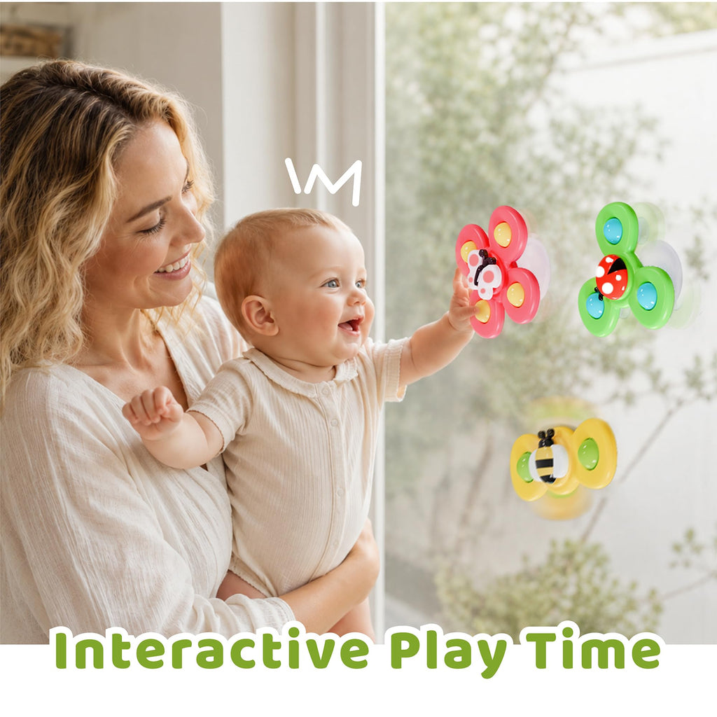LiKee Strong Suction Cup Fidget Rotating Sensory Bath Toys for Baby 10+ Months (Insect-1)