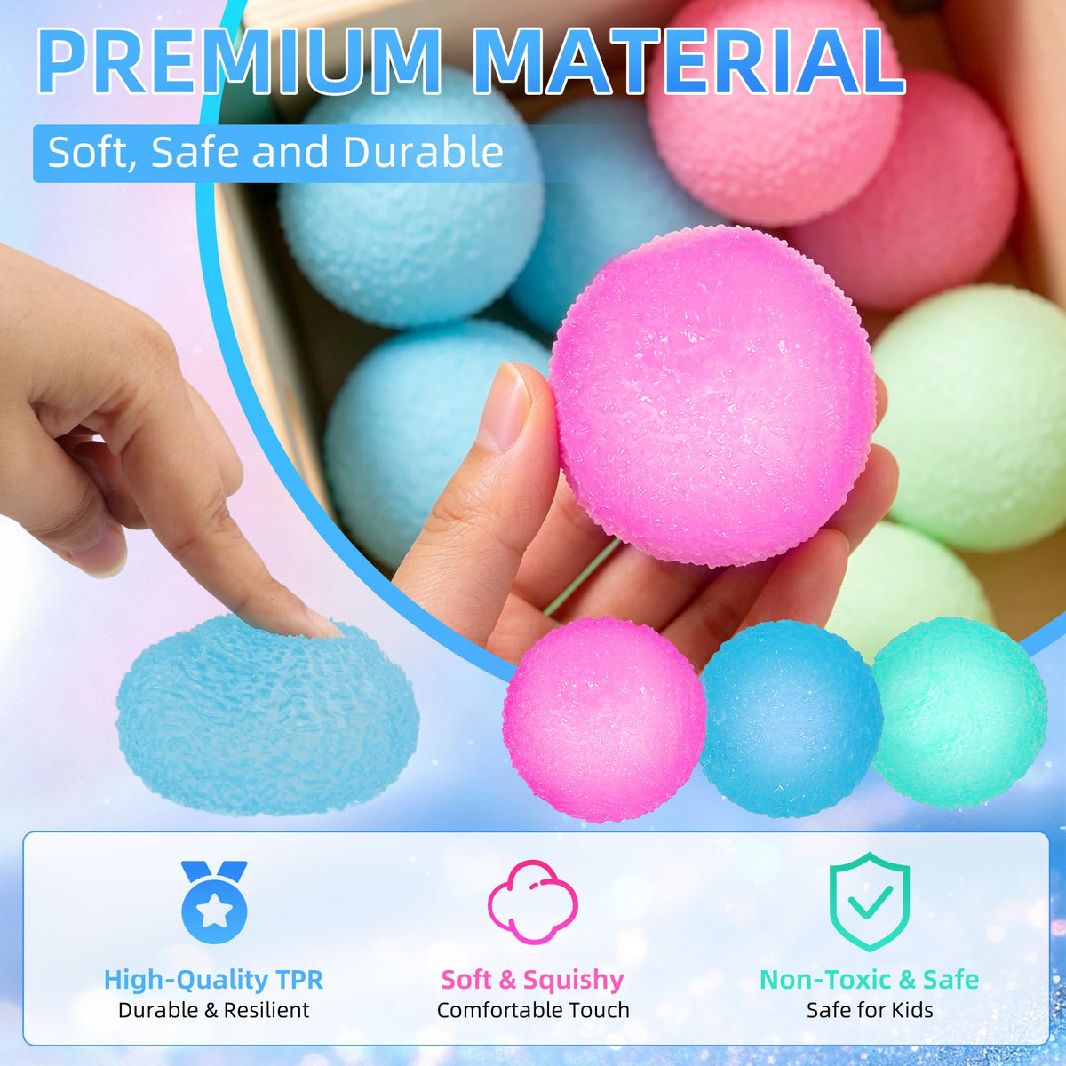 3pcs Squishy Textured Stress Balls Silky Fidget Toys for Anxiety Relief