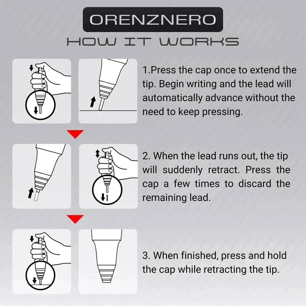 Pentel Orenz Nero Mechanical Drafting Pencil, Automatic Lead Advance, Black Barrel 
