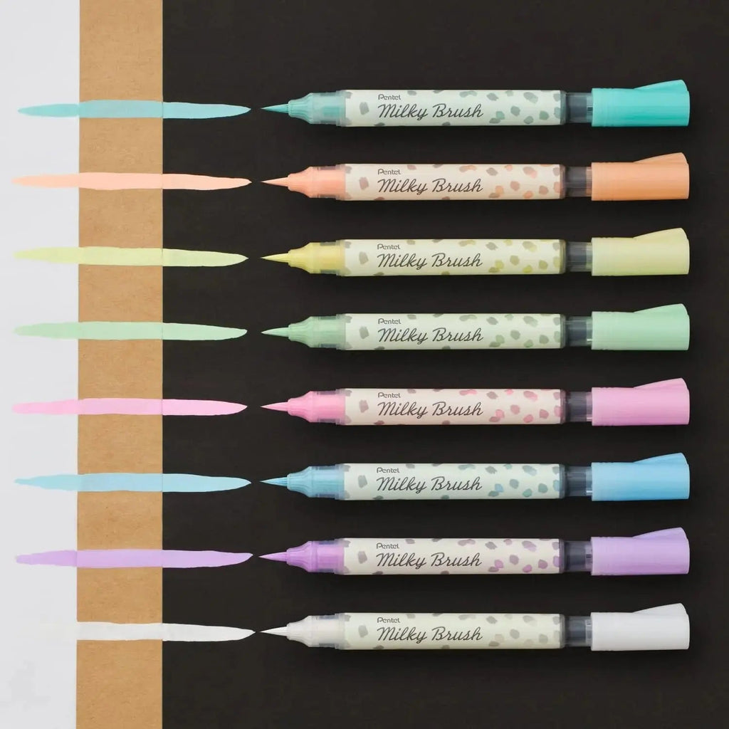 Pentel Arts Milky Brush Pen, 1-Pk, Pastel Ink Colors