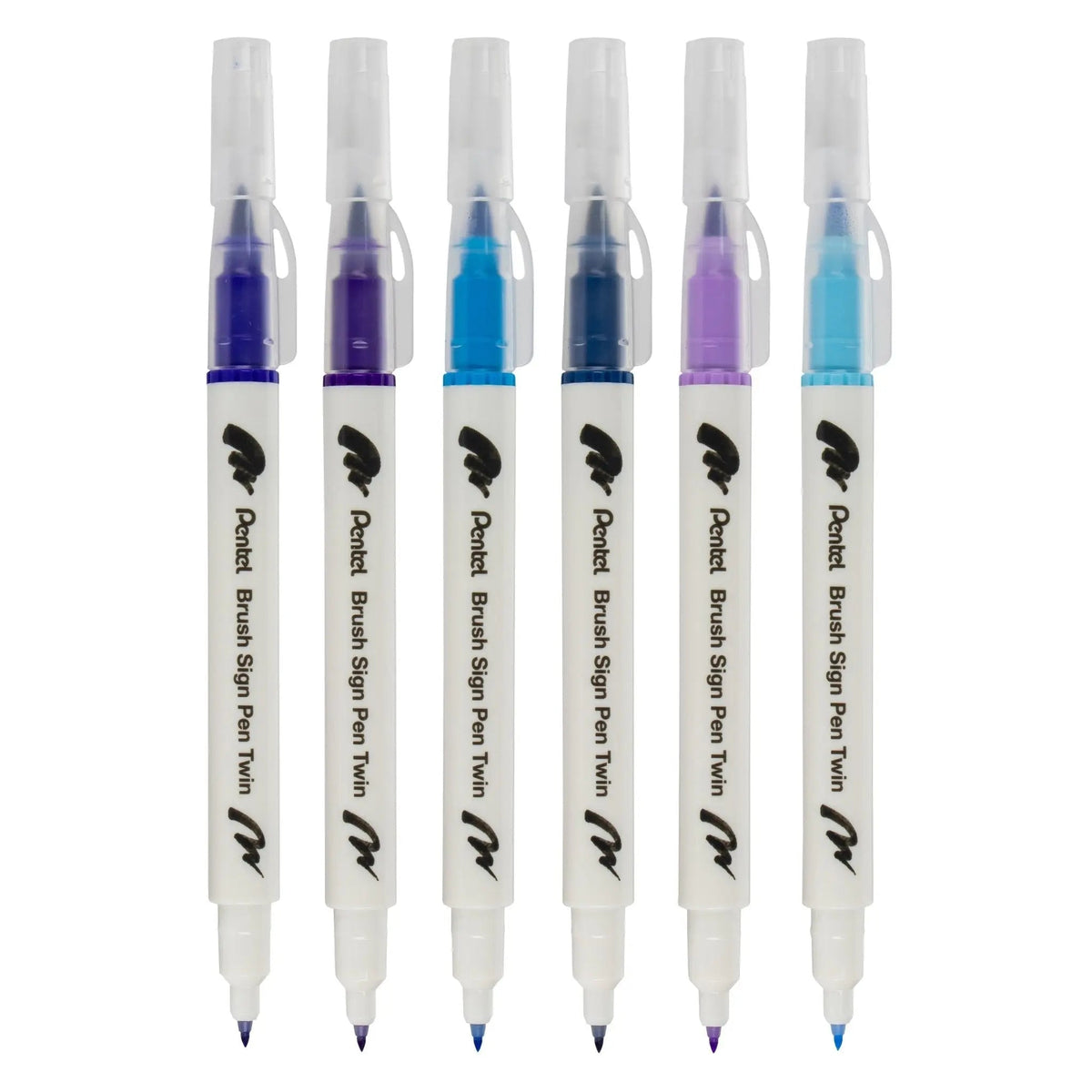 Pentel Arts Sign Pen Twin Brush, 6-Packs
