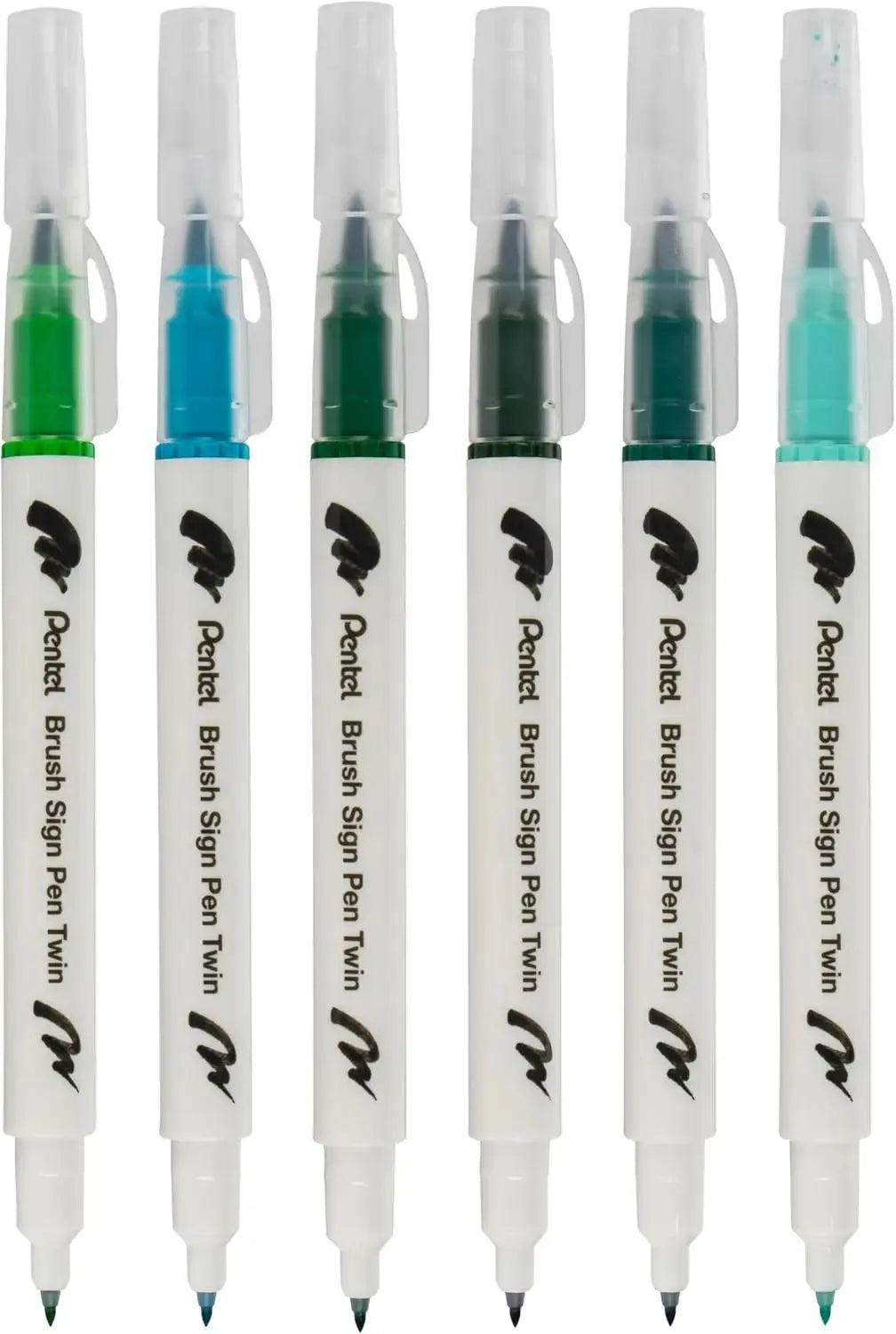 Pentel Arts Sign Pen Twin Brush, 6-Packs