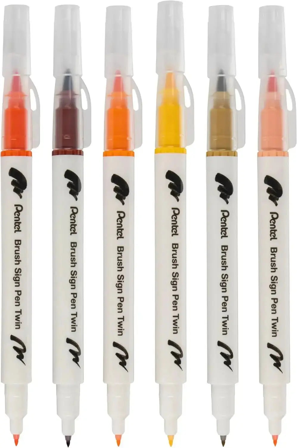 Pentel Arts Sign Pen Twin Brush, 6-Packs