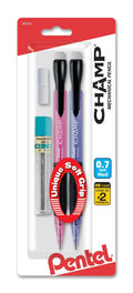 Pentel CHAMP Mechanical Pencil with Lead and (2) Eraser Refills, 2-Pk