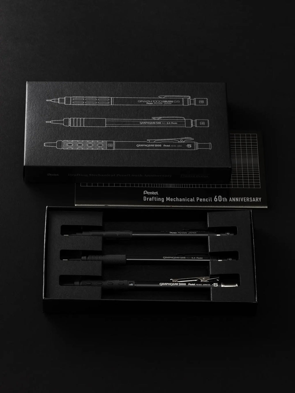 Pentel GraphGear/Graph Black Edition, Mechanical Drafting Pencils, Pentel 60th Anniversary Limited Edition Collectors Set