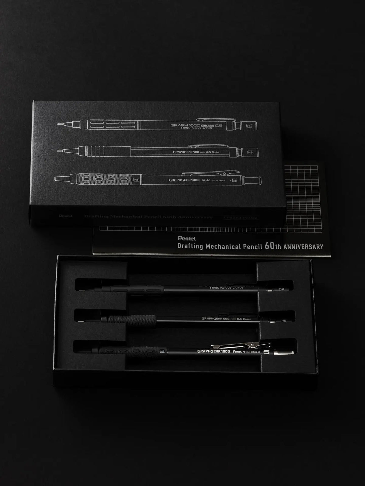 Pentel GraphGear/Graph Black Edition, Mechanical Drafting Pencils, Pentel 60th Anniversary Limited Edition Collectors Set