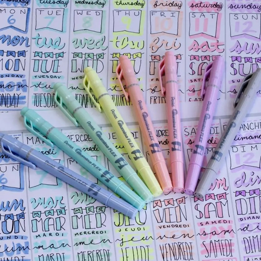  Pentel Illumina Flex Twin Tip Highlighter, 8 Asst. Colors, 8-Pk Box