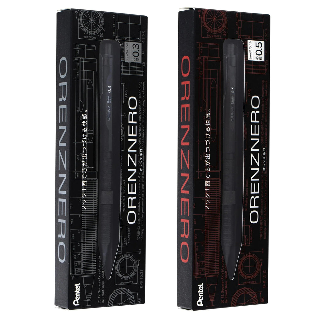 Pentel Orenz Nero Mechanical Drafting Pencil, Automatic Lead Advance, Black Barrel 