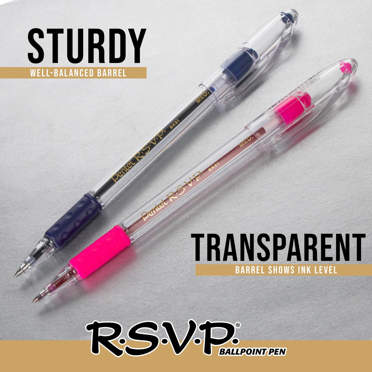 Pentel Note Taking Essentials 8 pack - 4 blue RSVP 0.7mm ballpoint pens, 2 Twin Checker Highlighters, 2 Quick Click 0.5mm Mechanical Pencils