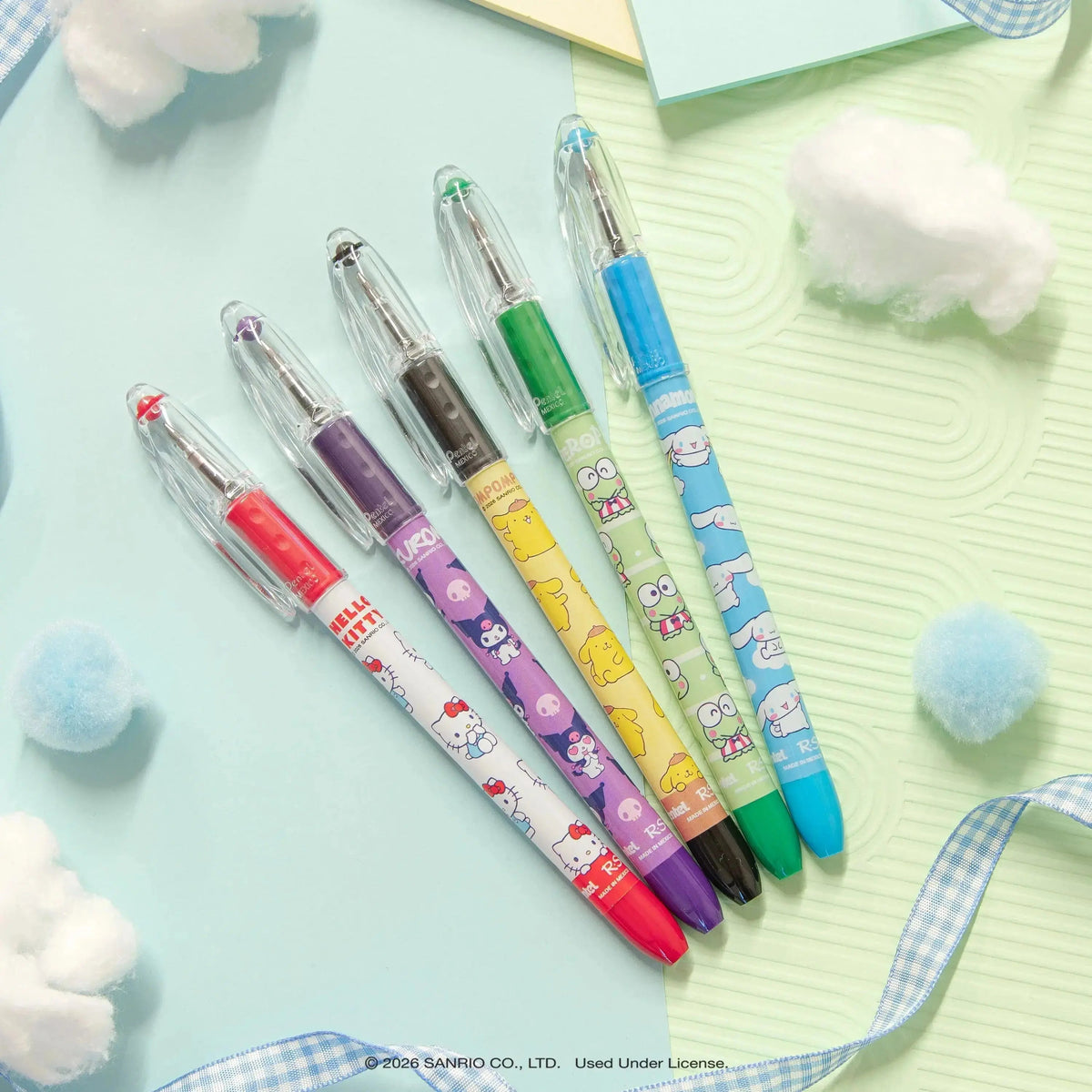 Pentel RSVP Ballpoint Pen, Hello Kitty® and Friends, Limited Edition, Mix 1, 0.7mm Fine Line, Assorted Ink, 5-Pk