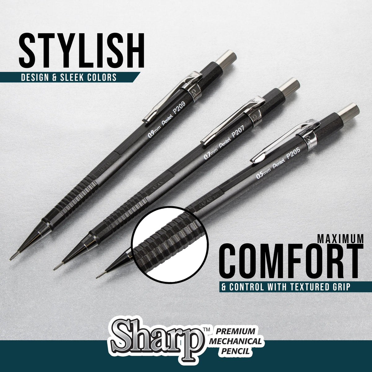 Pentel Sharp Mechanical Pencil, Metallic Barrels, Assorted Packs