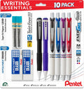 Pentel Writing Essentials 10 pack - 4 EnerGel gel pens, 2 Twist Erase III 0.7mm mechanical pencils, 2 Hi-Polymer block erasers, and 2 Hi-Polymer 0.7mm HB lead