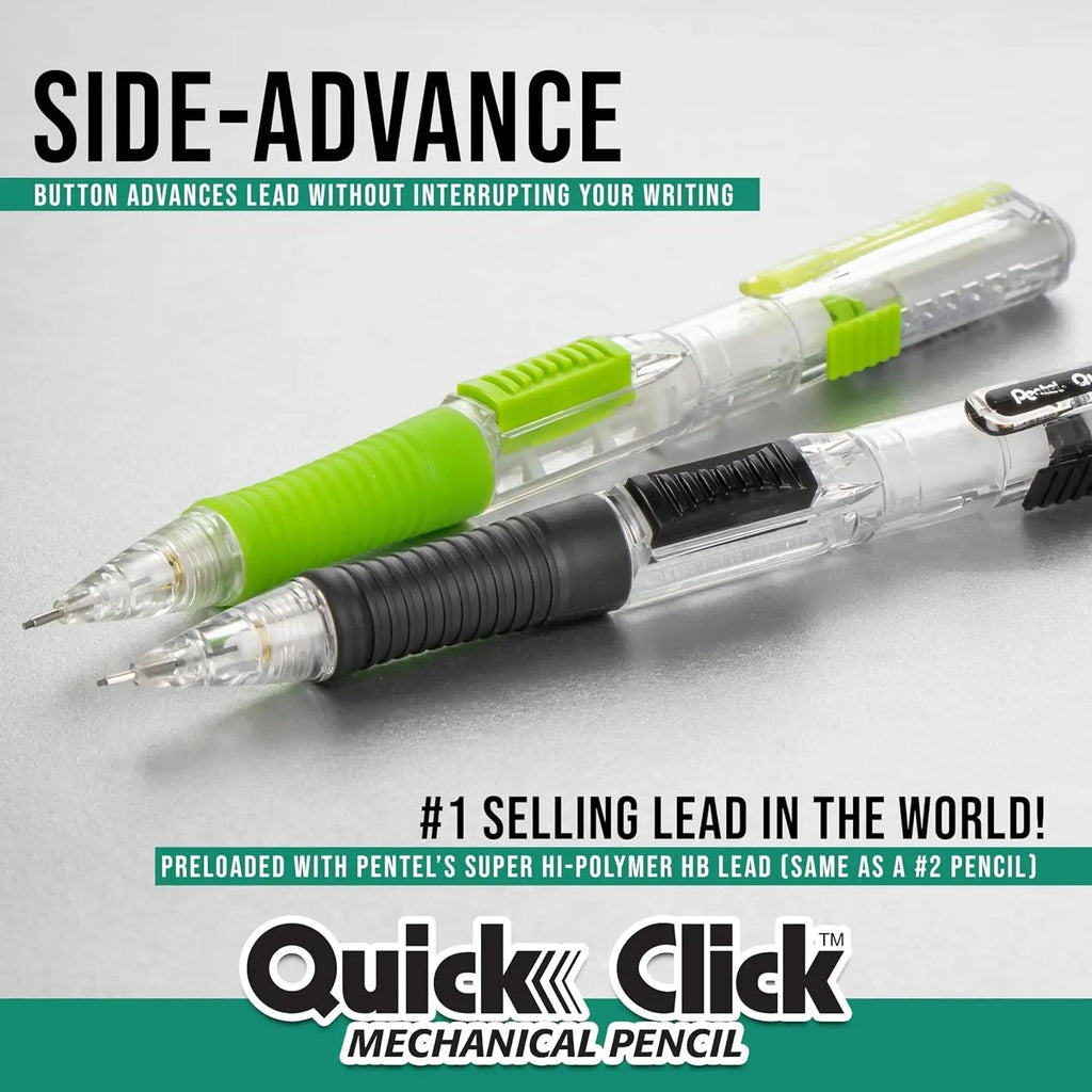 Pentel Quick Click Pop Mechanical Pencil, 0.7mm, Plus Lead and Eraser, 8-pk